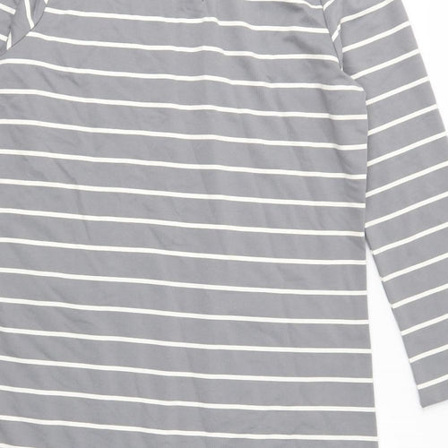 Tru Womens Grey Striped Jersey Tunic Blouse Size L