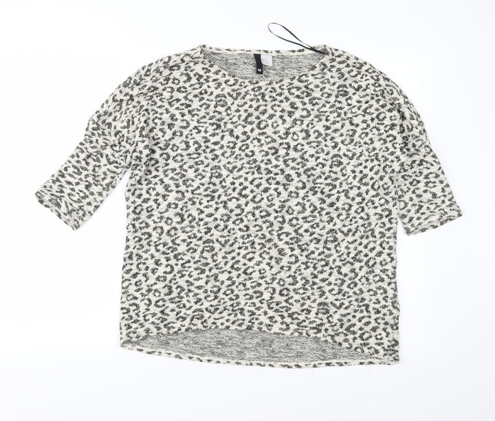 Divided Womens Beige Animal Print Knit Pullover Jumper Size M