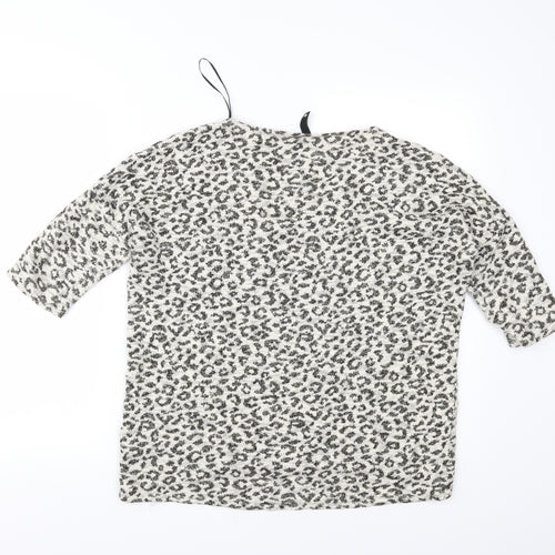 Divided Womens Beige Animal Print Knit Pullover Jumper Size M