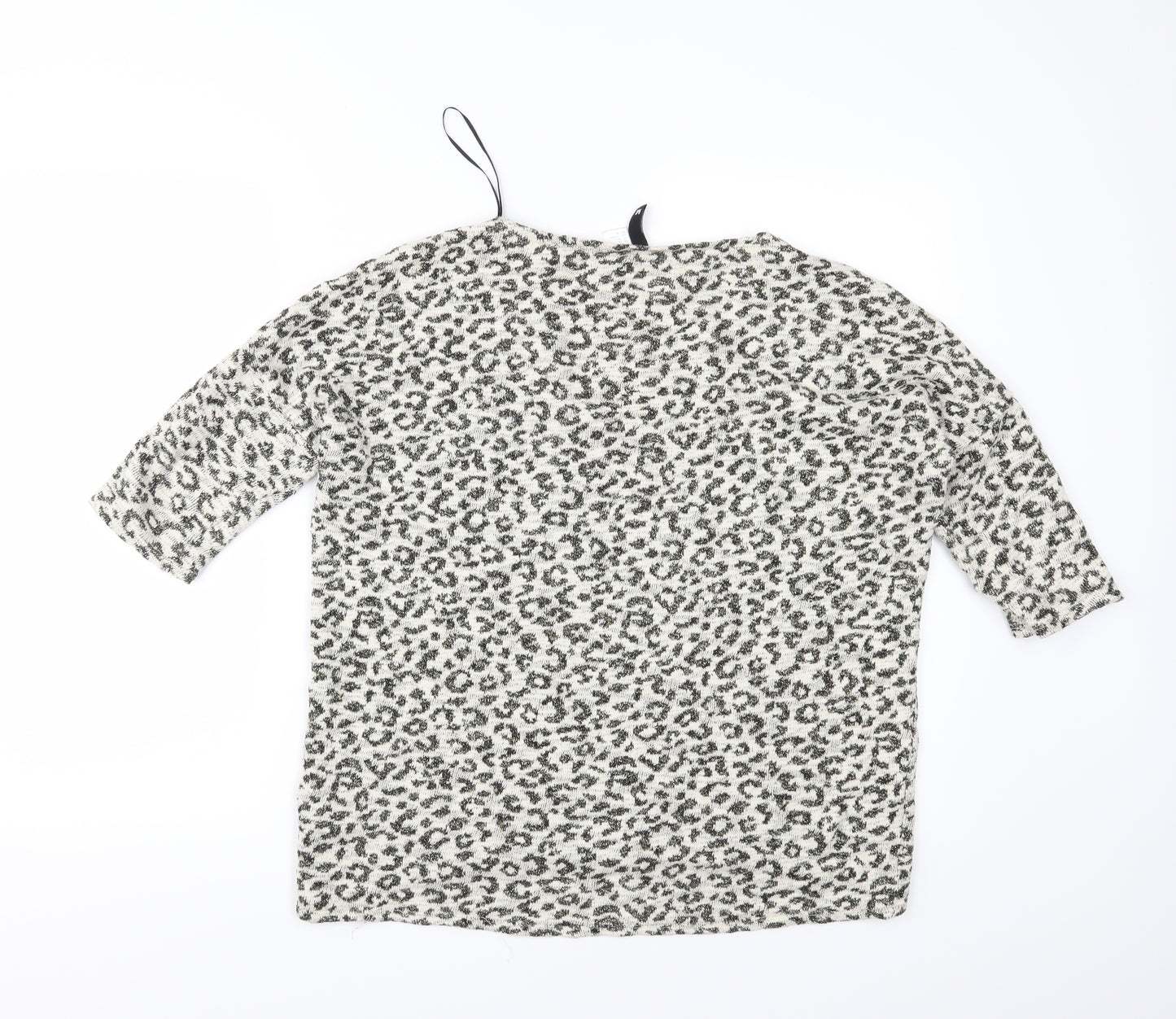 Divided Womens Beige Animal Print Knit Pullover Jumper Size M