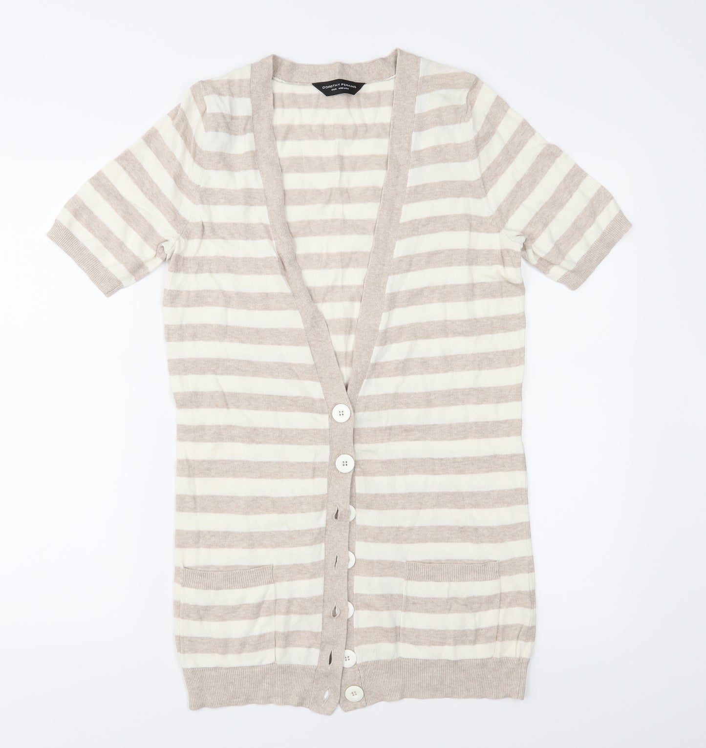 Dorothy Perkins Womens Brown Striped Knit Cardigan Jumper Size 12