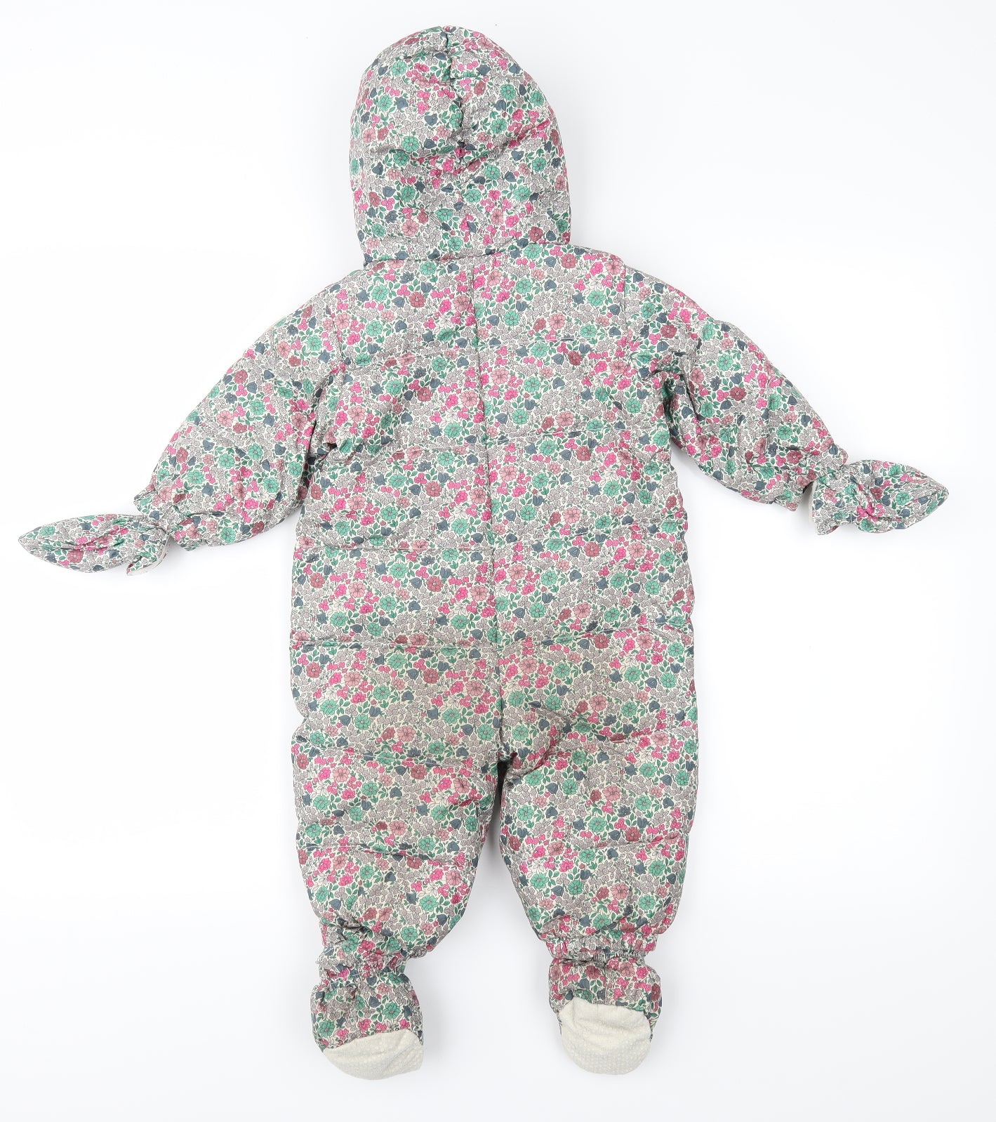 Gap Girls Pink Flecked  Overcoat Snowsuit Size 6-9 Months  - Mittens and boots included all in one