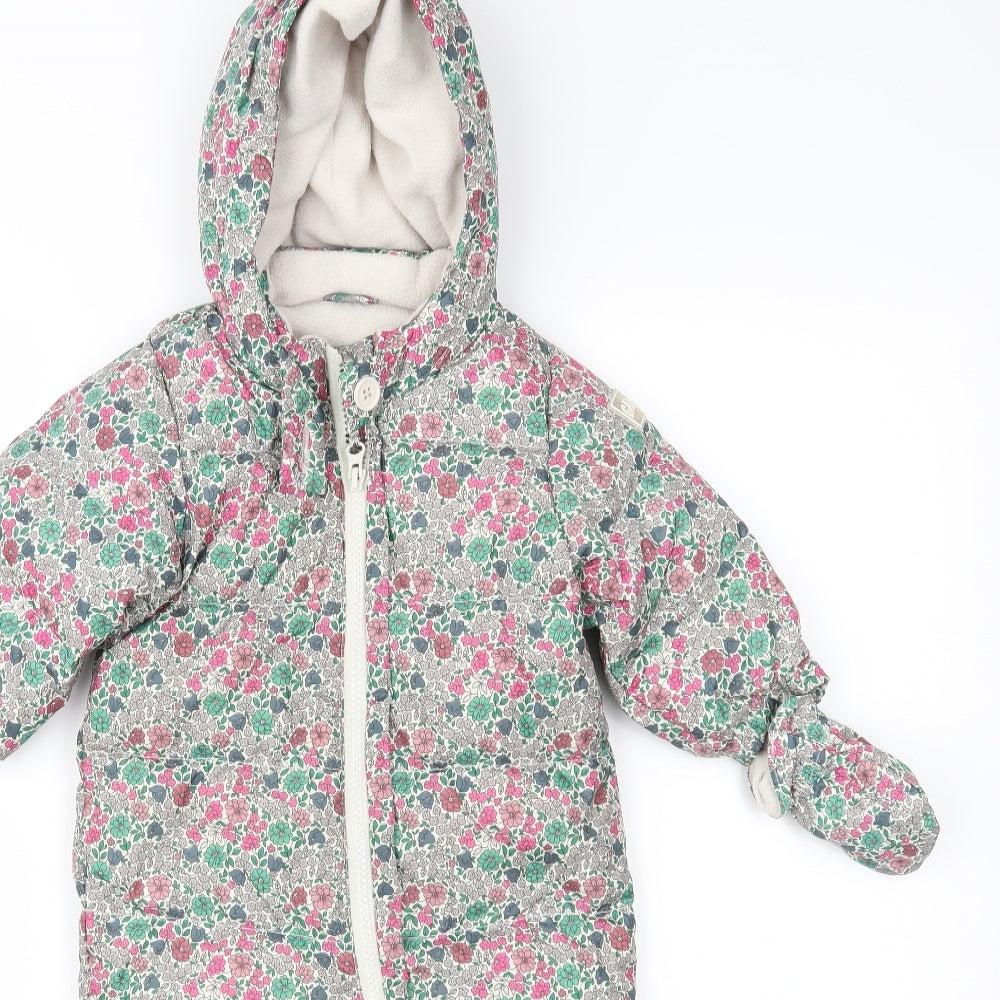 Gap Girls Pink Flecked  Overcoat Snowsuit Size 6-9 Months  - Mittens and boots included all in one