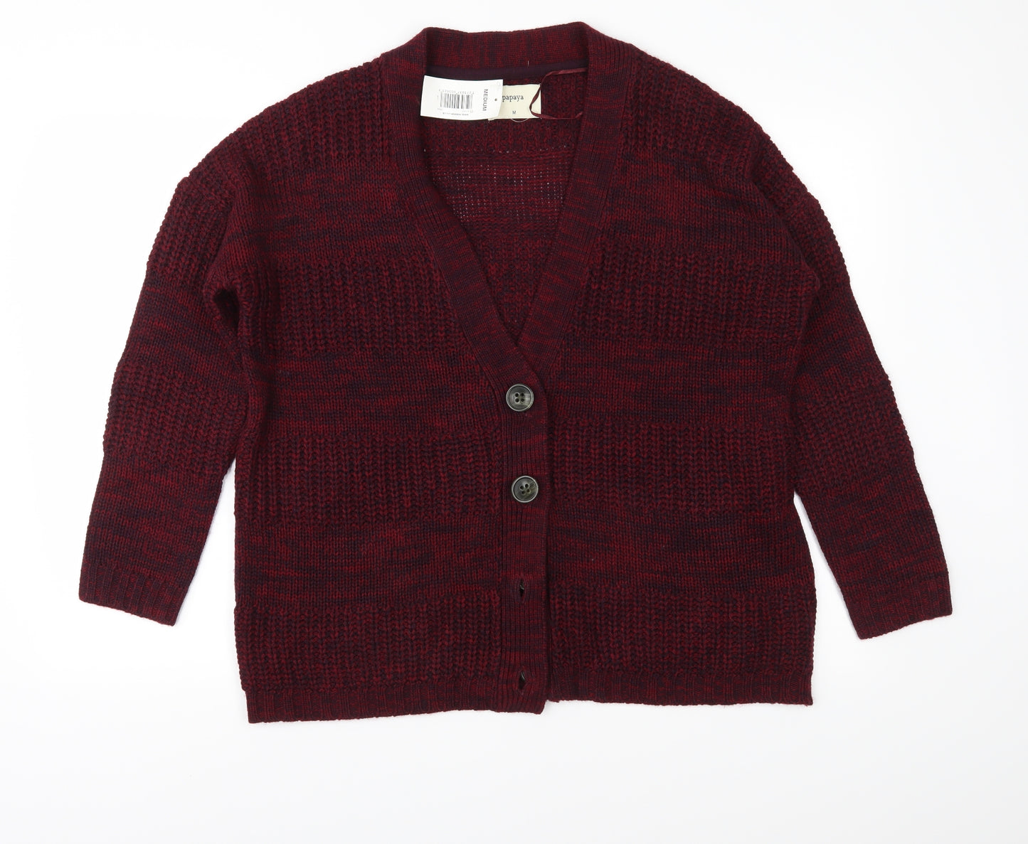 Papaya Womens Red  Knit Cardigan Jumper Size M