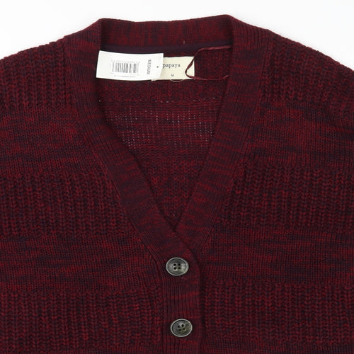 Papaya Womens Red  Knit Cardigan Jumper Size M