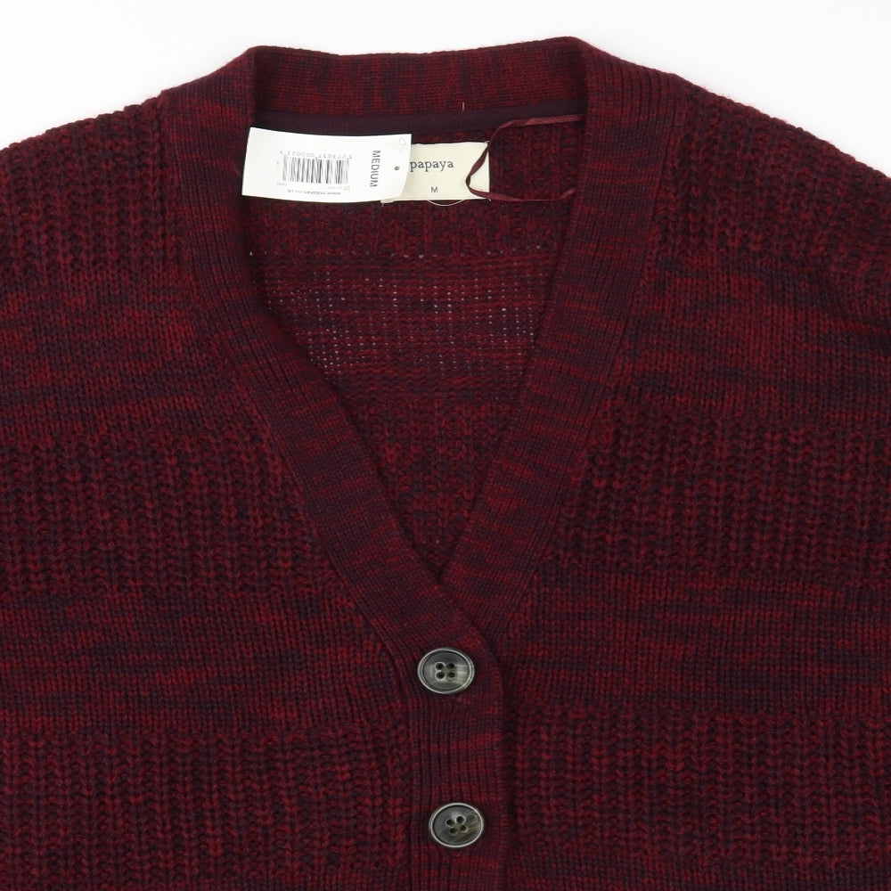 Papaya Womens Red  Knit Cardigan Jumper Size M