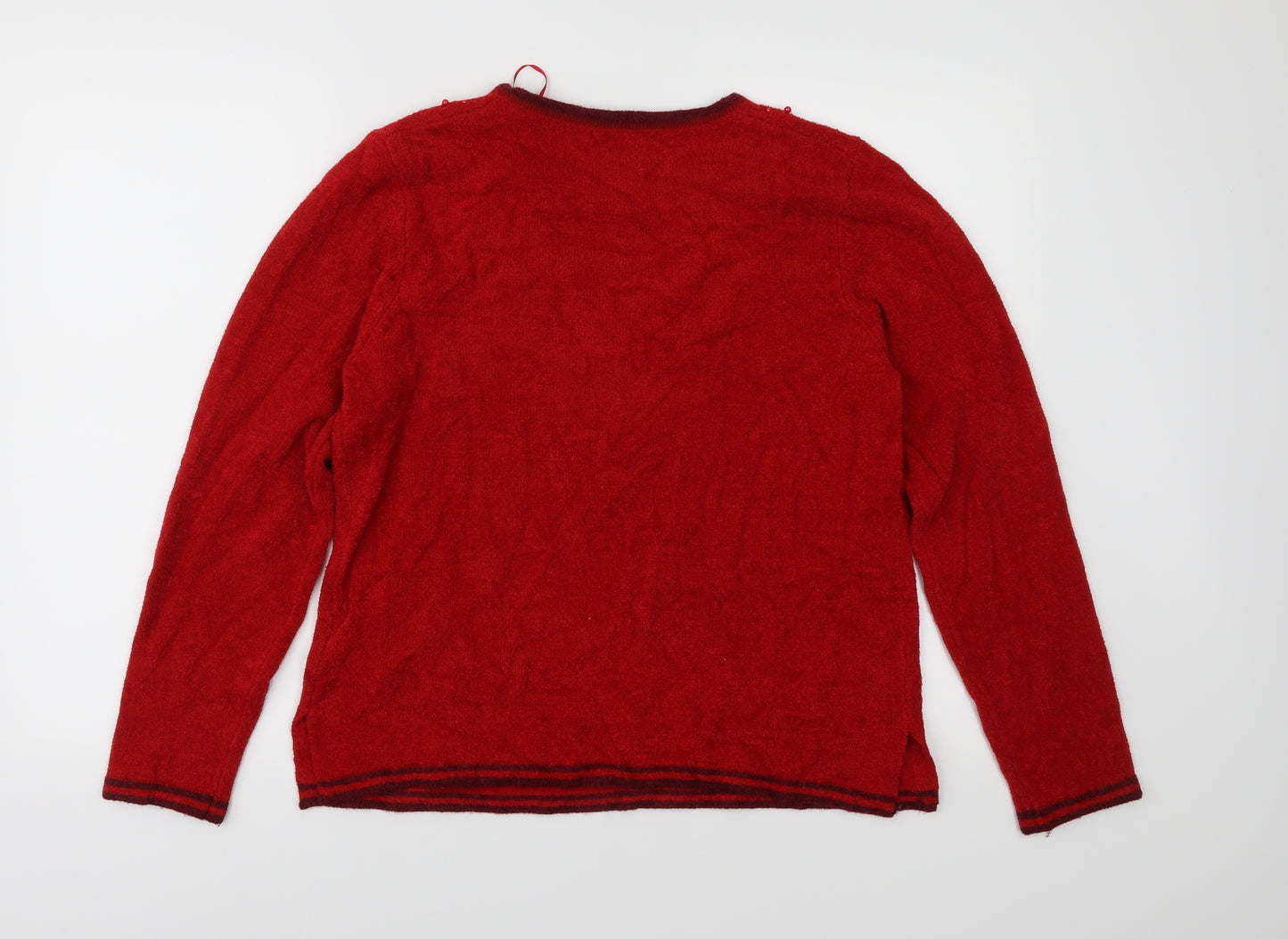 Damart Womens Red  Knit Pullover Jumper Size 14