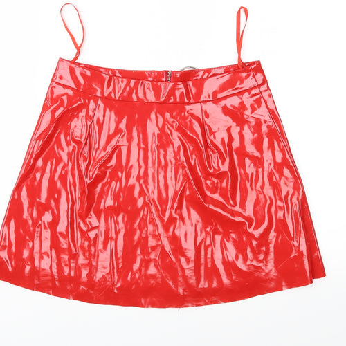 PRETTYLITTLETHING Womens Red   A-Line Skirt Size 10