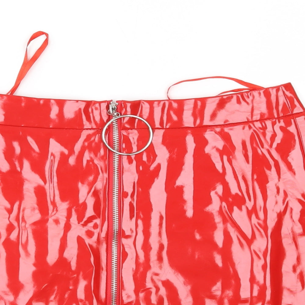 PRETTYLITTLETHING Womens Red   A-Line Skirt Size 10