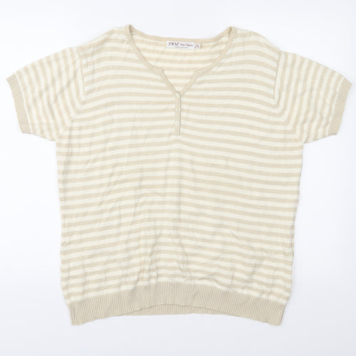 EWM Womens Beige Striped Knit Pullover Jumper Size XL