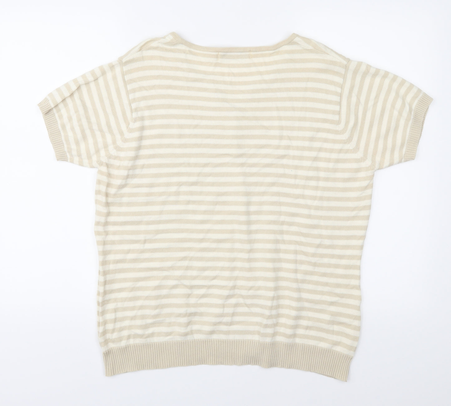 EWM Womens Beige Striped Knit Pullover Jumper Size XL