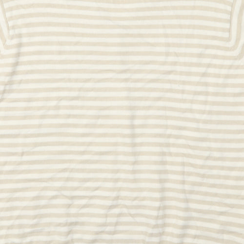 EWM Womens Beige Striped Knit Pullover Jumper Size XL