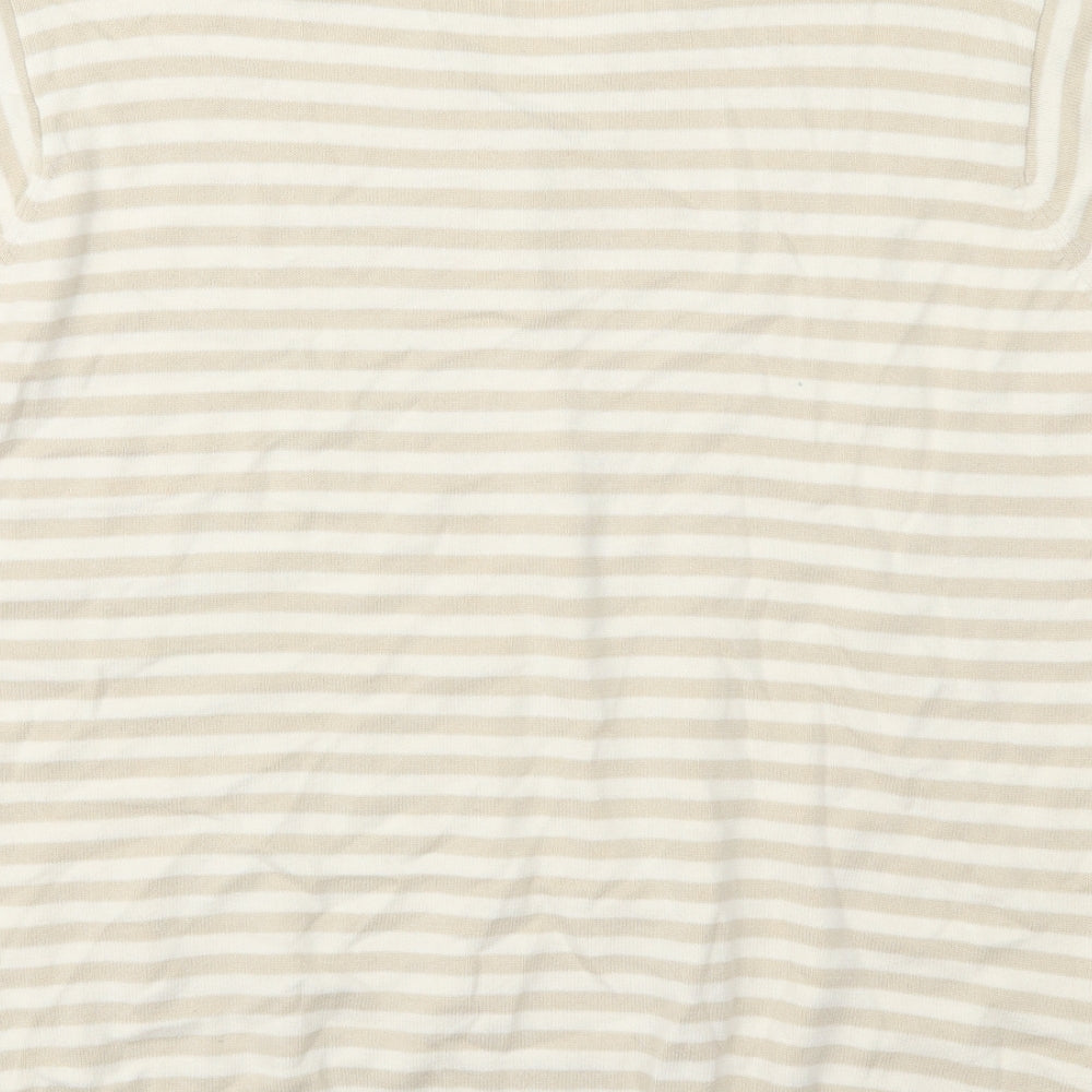 EWM Womens Beige Striped Knit Pullover Jumper Size XL