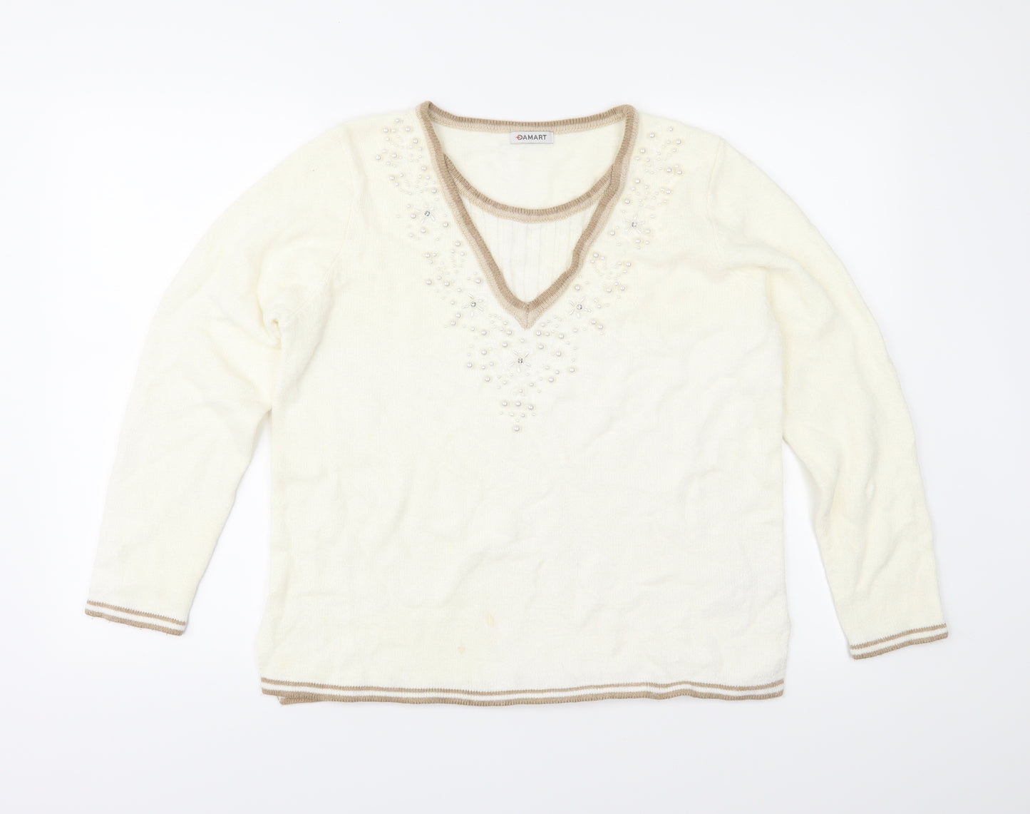 Damart Womens Ivory  Knit Pullover Jumper Size 14