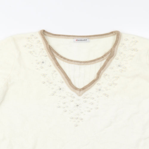 Damart Womens Ivory  Knit Pullover Jumper Size 14