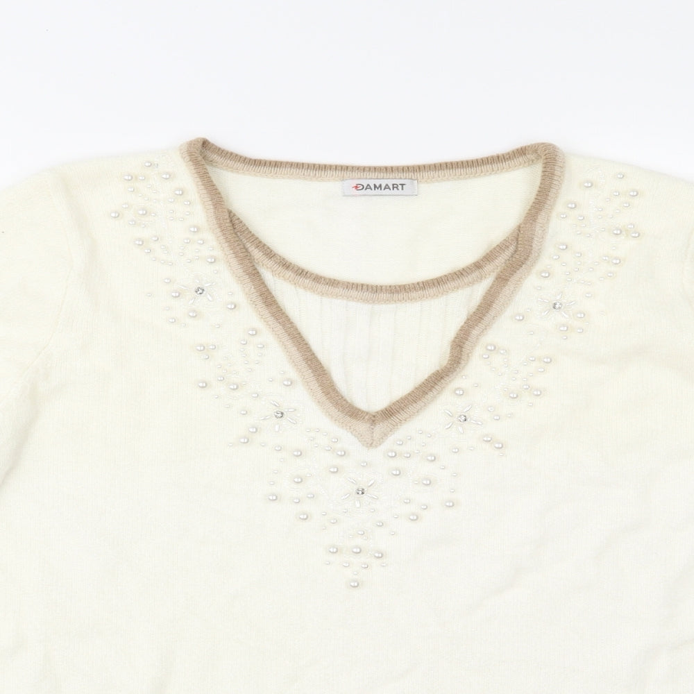 Damart Womens Ivory  Knit Pullover Jumper Size 14
