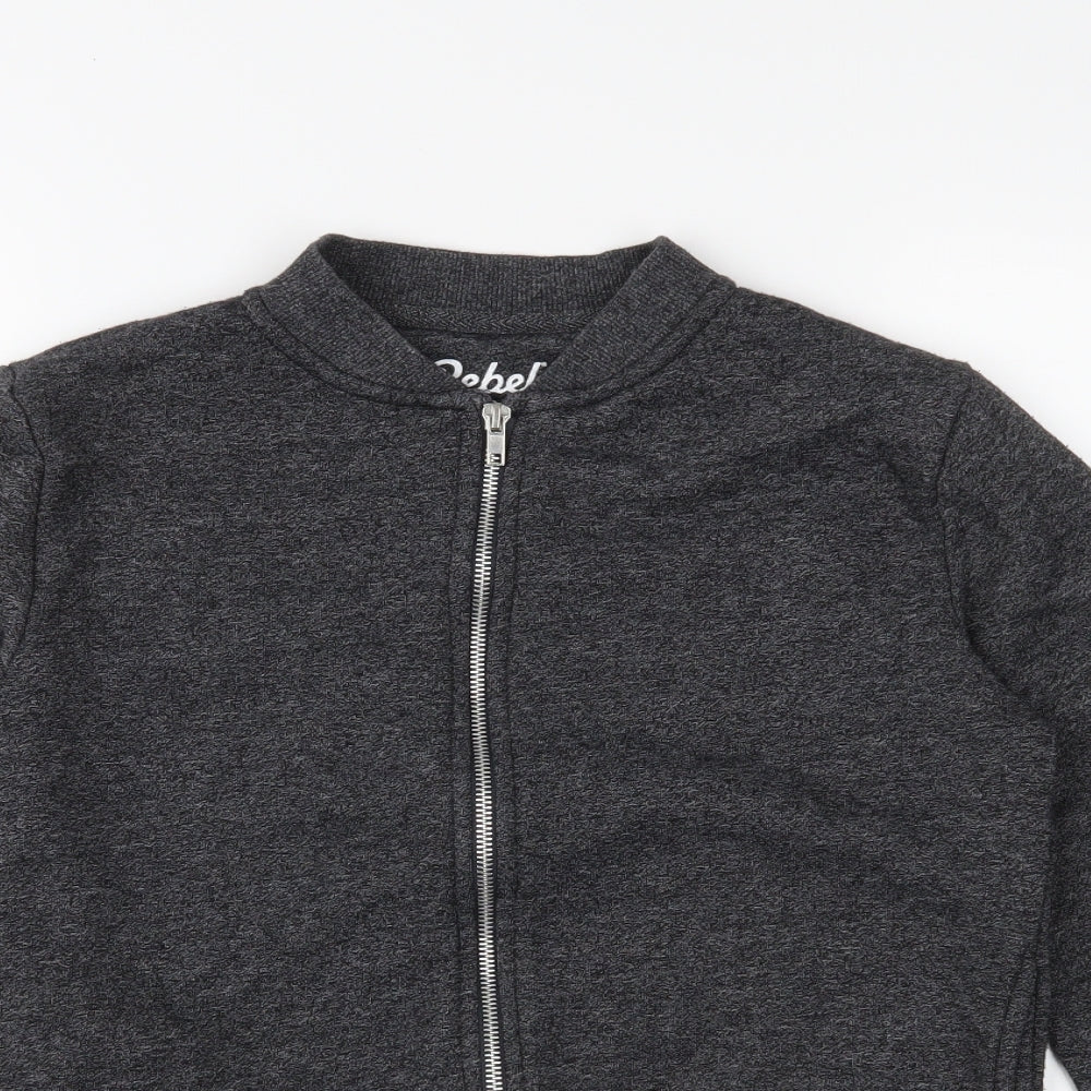 Rebel Boys Grey  Jersey Full Zip Sweatshirt Size 10-11 Years