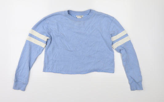 Miss Selfridge Womens Blue  Jersey Pullover Sweatshirt Size 8  - Cropped