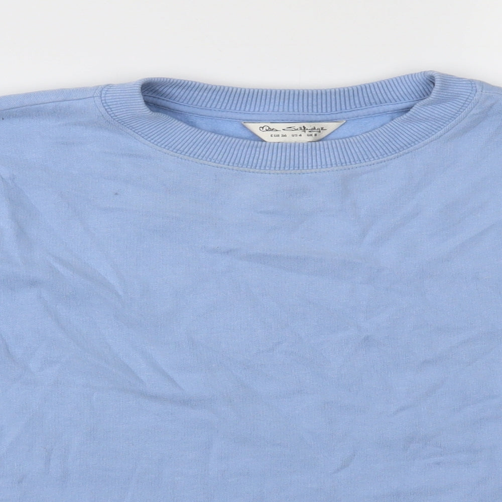 Miss Selfridge Womens Blue  Jersey Pullover Sweatshirt Size 8  - Cropped