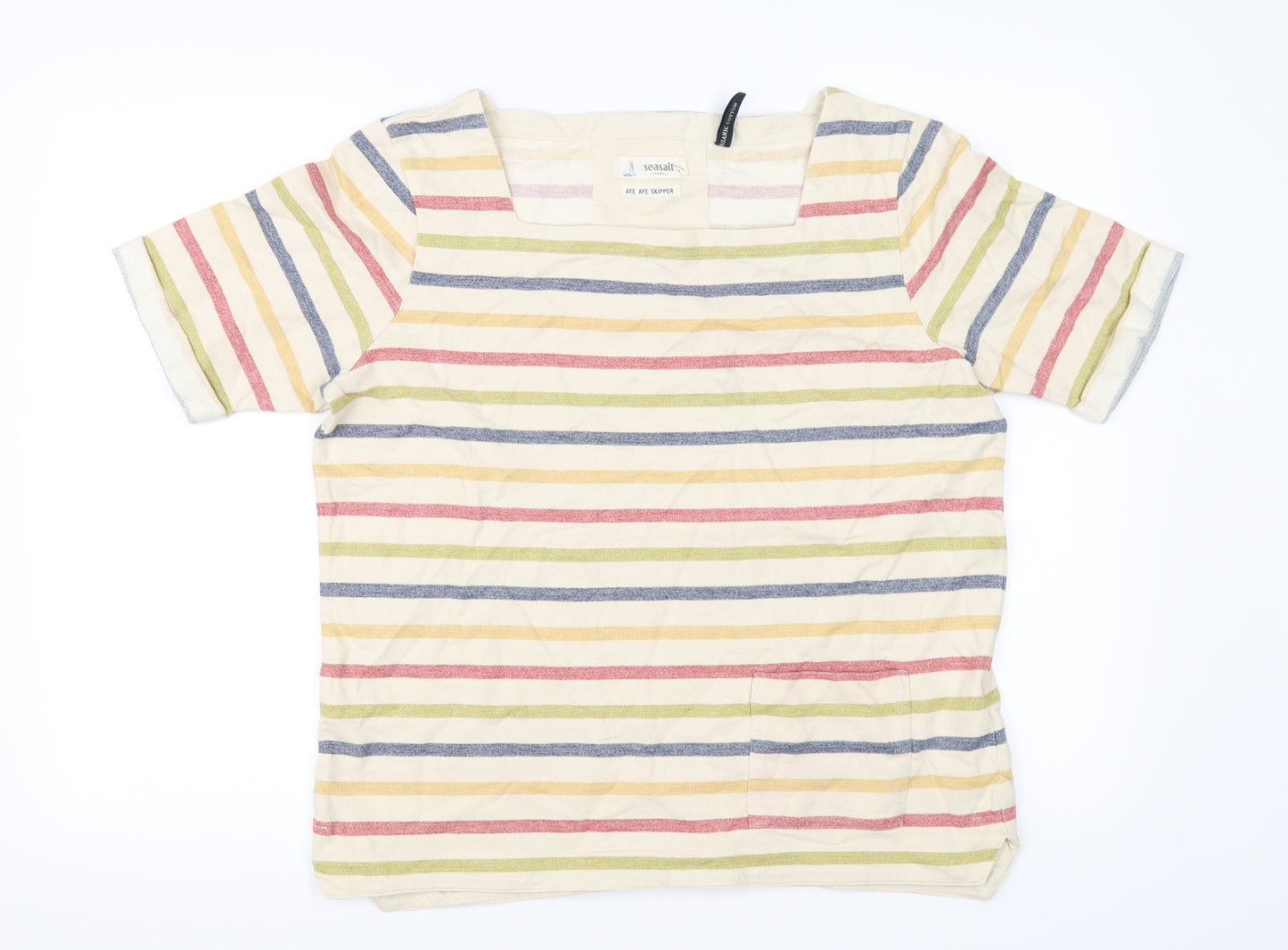 Seasalt Womens Ivory Striped  Pullover Jumper Size 12