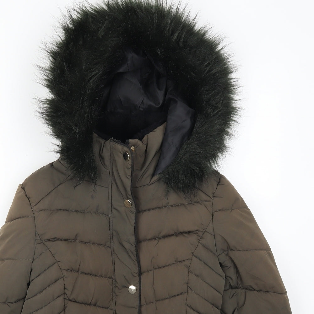 Primark Womens Brown   Quilted Coat Size 4