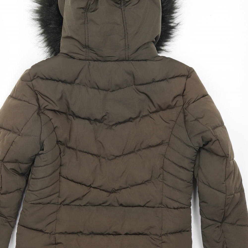 Primark Womens Brown   Quilted Coat Size 4