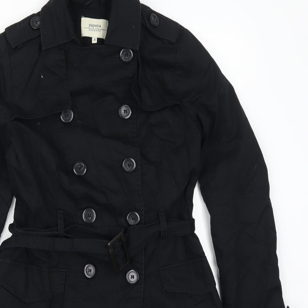 Papaya Womens Black   Trench Coat Coat Size 8