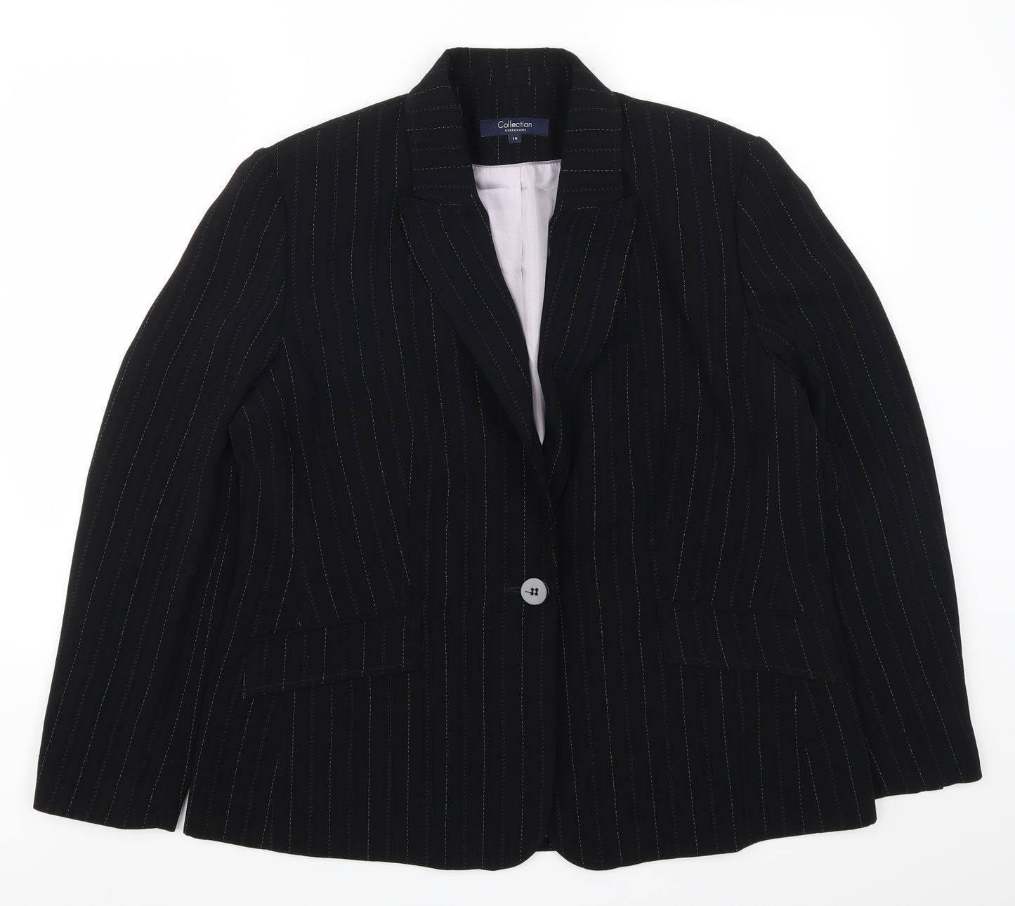 Debenhams Womens Black Striped  Jacket Suit Jacket Size 18