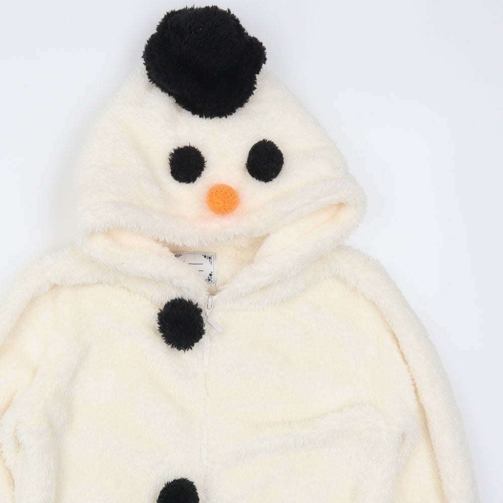 Atmosphere Womens White  Fleece Full Zip Hoodie Size 12  - Snowman