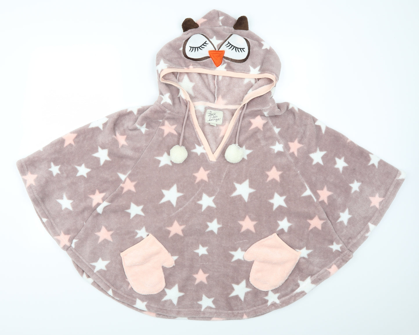 Primark Womens Pink Geometric  Top Pyjama Top One Size  - Owl Hood