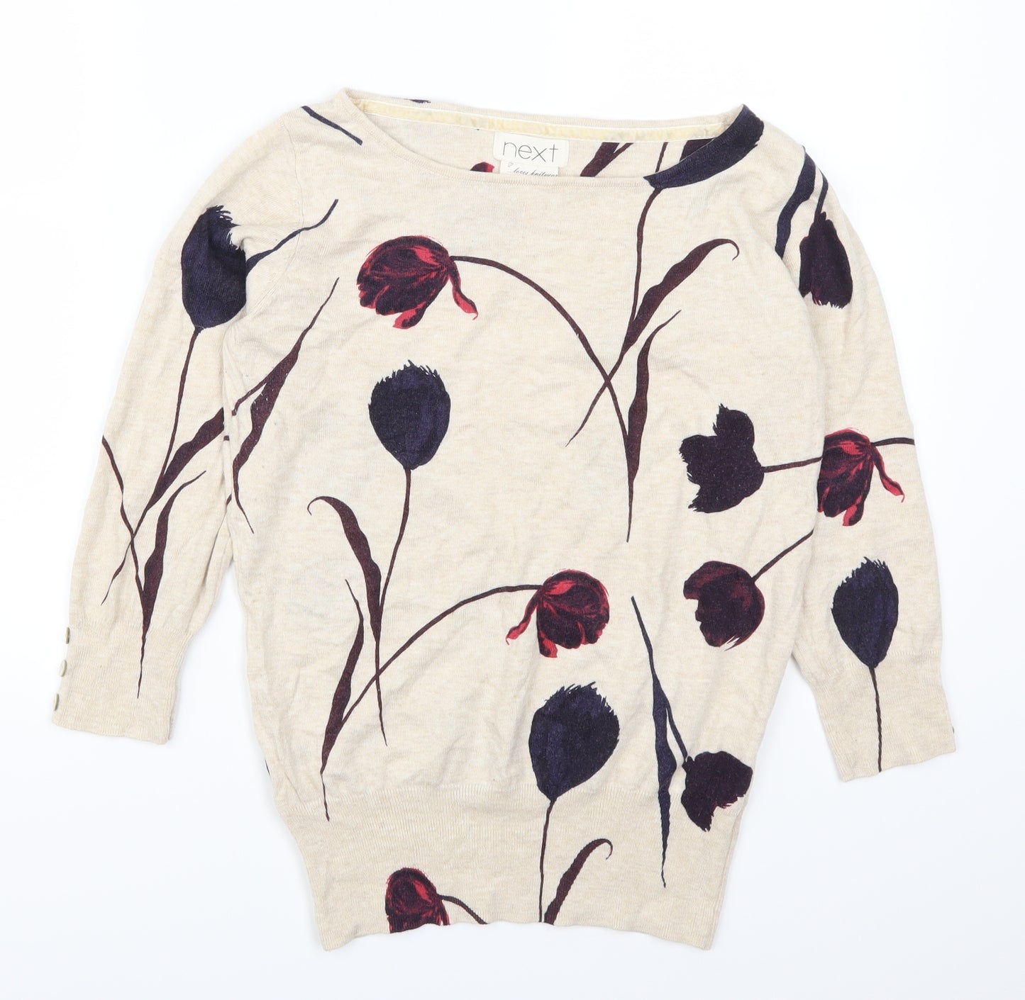NEXT Womens Beige Floral  Pullover Jumper Size 12