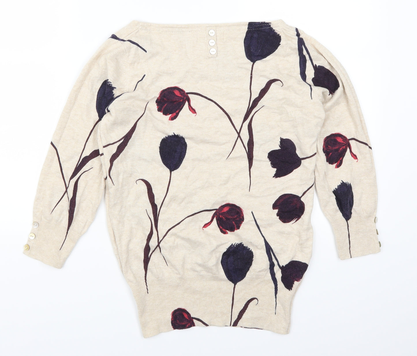 NEXT Womens Beige Floral  Pullover Jumper Size 12