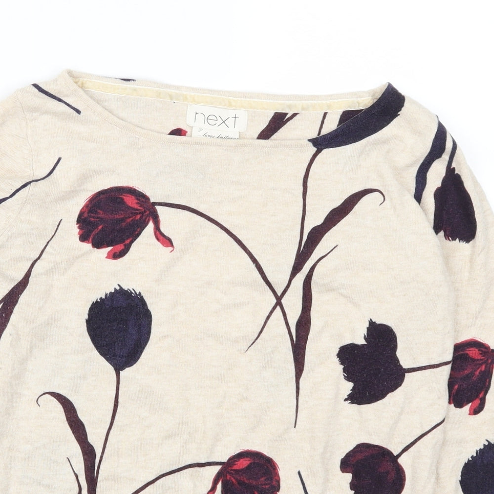 NEXT Womens Beige Floral  Pullover Jumper Size 12