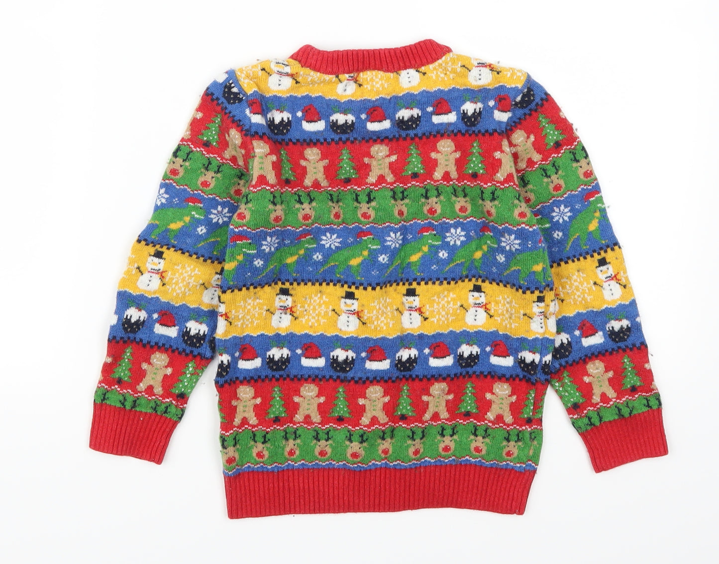 TU Boys Multicoloured Geometric  Pullover Jumper Size 5-6 Years  - Christmas Prints