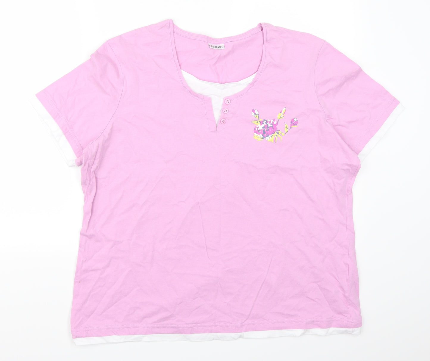 Damart Womens Pink Floral  Basic T-Shirt Size 22