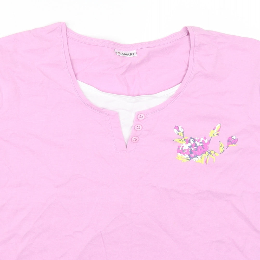 Damart Womens Pink Floral  Basic T-Shirt Size 22