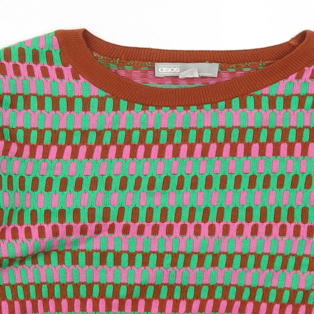 ASOS Womens Green Geometric  Pullover Jumper Size 8