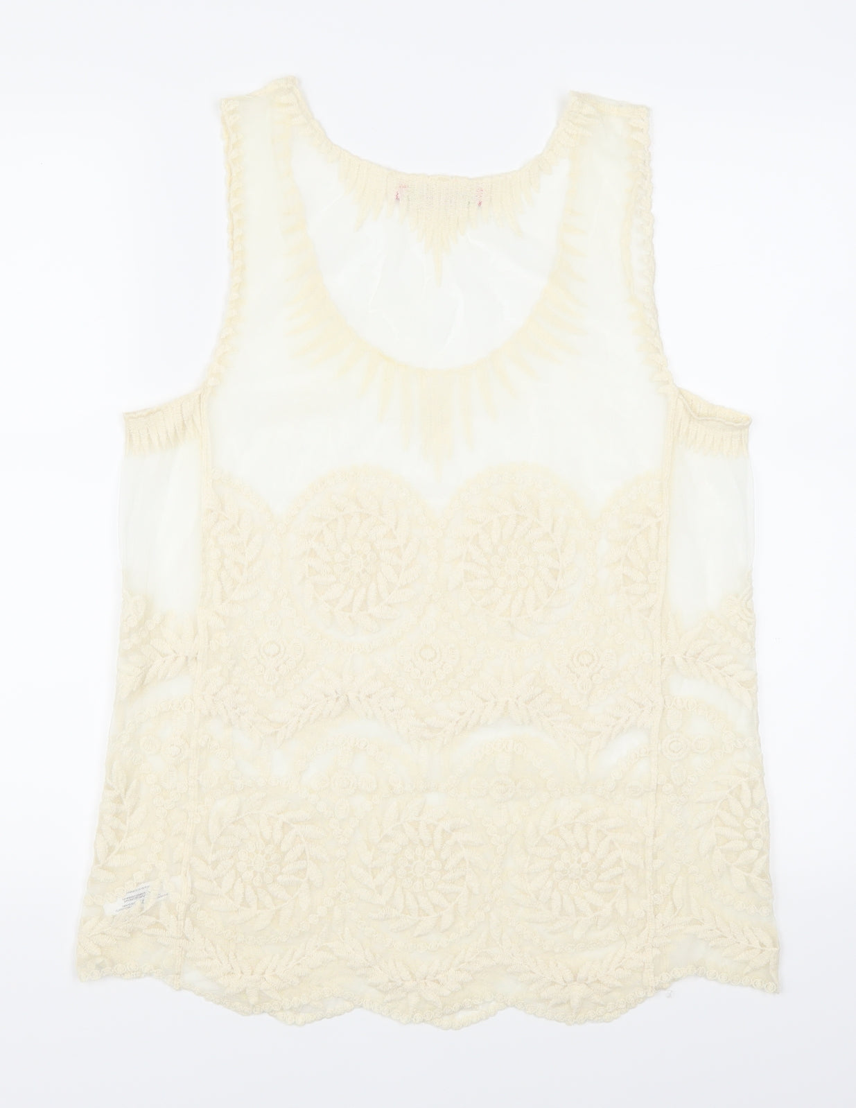 Resort Womens Beige Geometric Lace Basic Tank Size 8