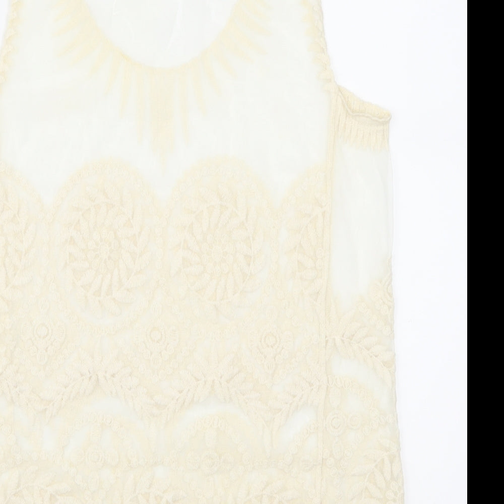 Resort Womens Beige Geometric Lace Basic Tank Size 8