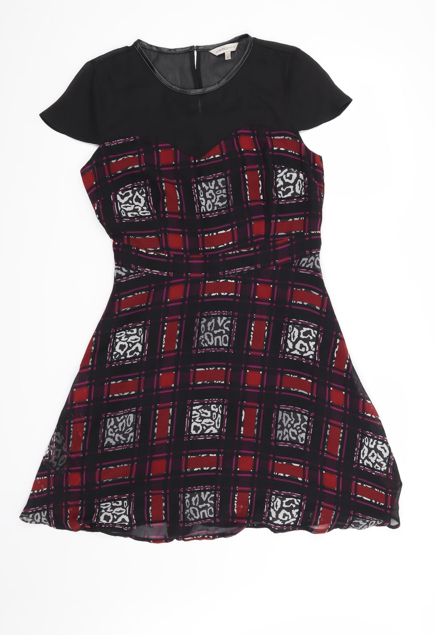 Marks and Spencer Womens Red Check  Skater Dress  Size 10