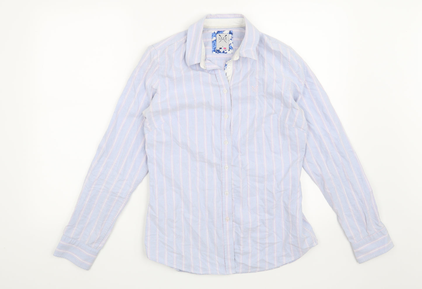 Crew Clothing Co Womens Blue Striped  Basic Button-Up Size 8