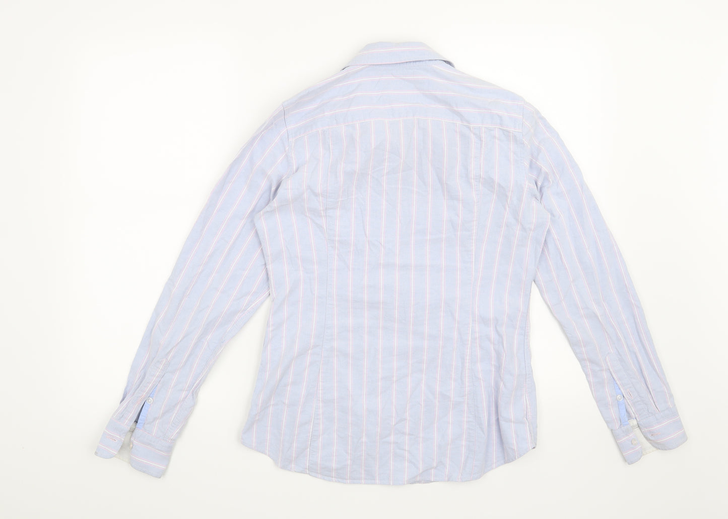 Crew Clothing Co Womens Blue Striped  Basic Button-Up Size 8