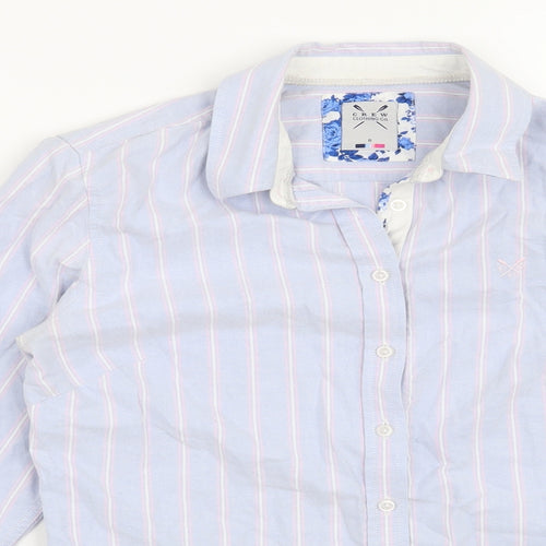 Crew Clothing Co Womens Blue Striped  Basic Button-Up Size 8