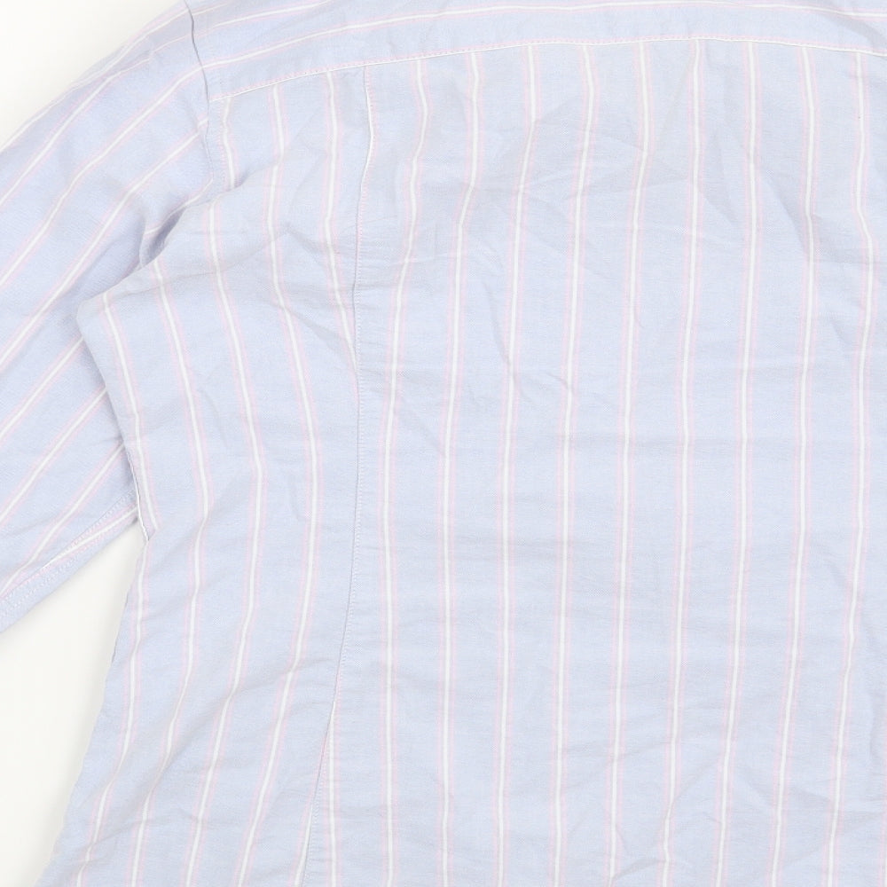 Crew Clothing Co Womens Blue Striped  Basic Button-Up Size 8