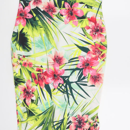 Boohoo Womens White Floral  Bodycon  Size 12
