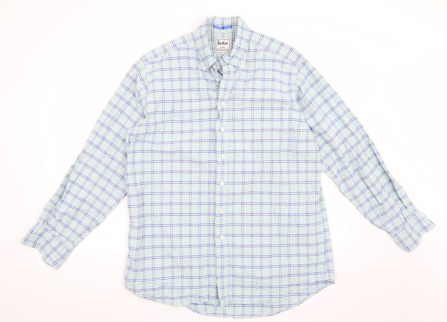 Boden Mens Green Check   Button-Up Size 16