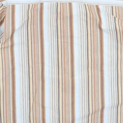 Easy Mens Brown Striped   Button-Up Size S