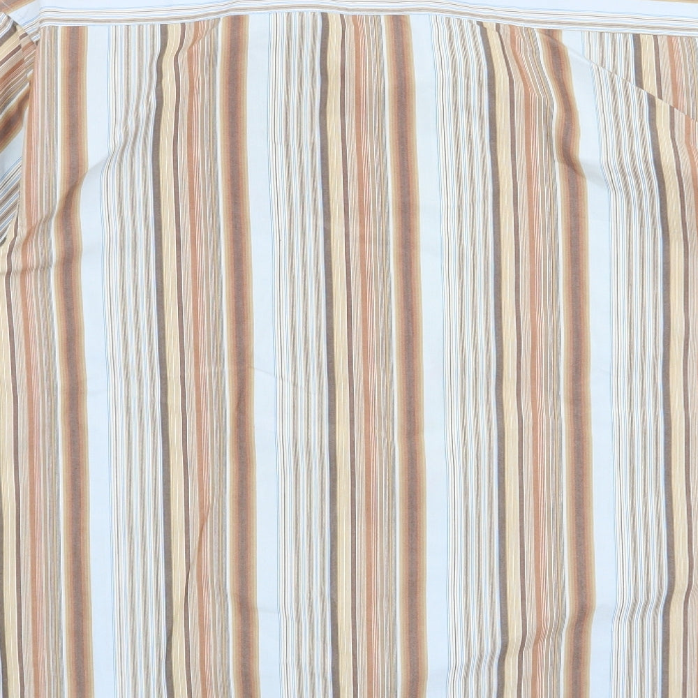 Easy Mens Brown Striped   Button-Up Size S