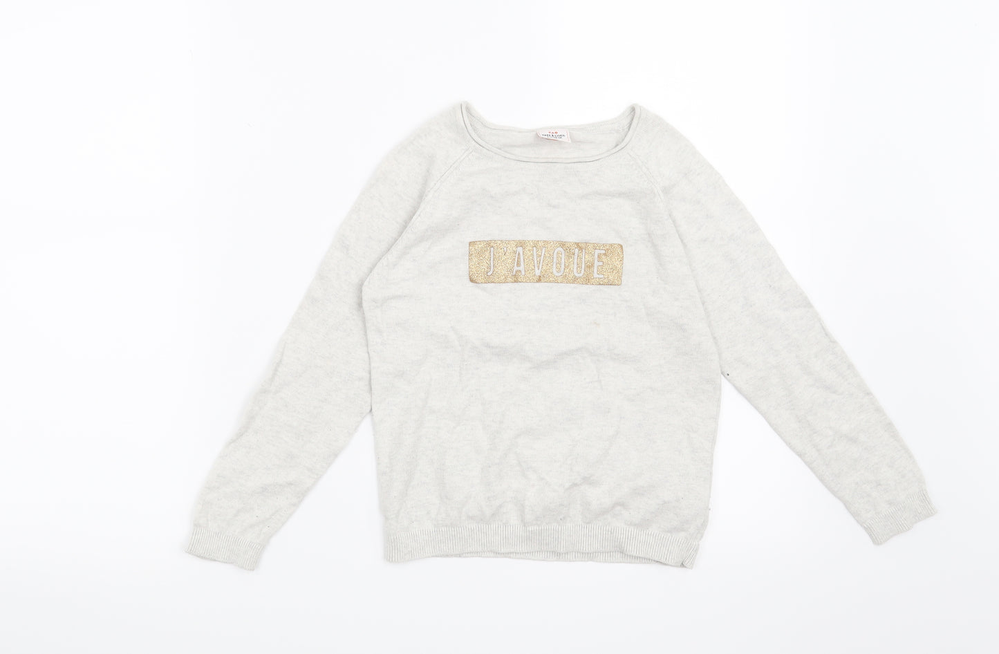 Preworn Girls Grey   Pullover Jumper Size 8 Years  - J'avoue