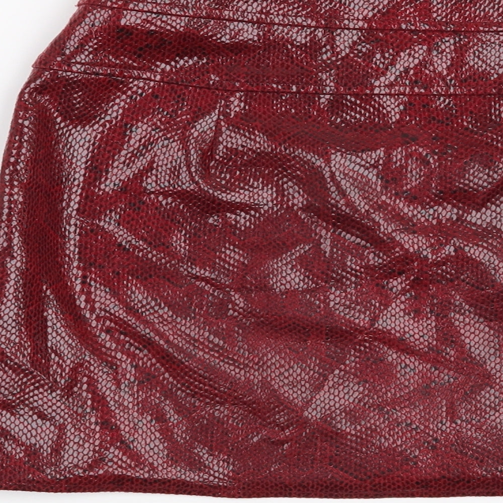 Zara Womens Red Animal Print  Mini Skirt Size S